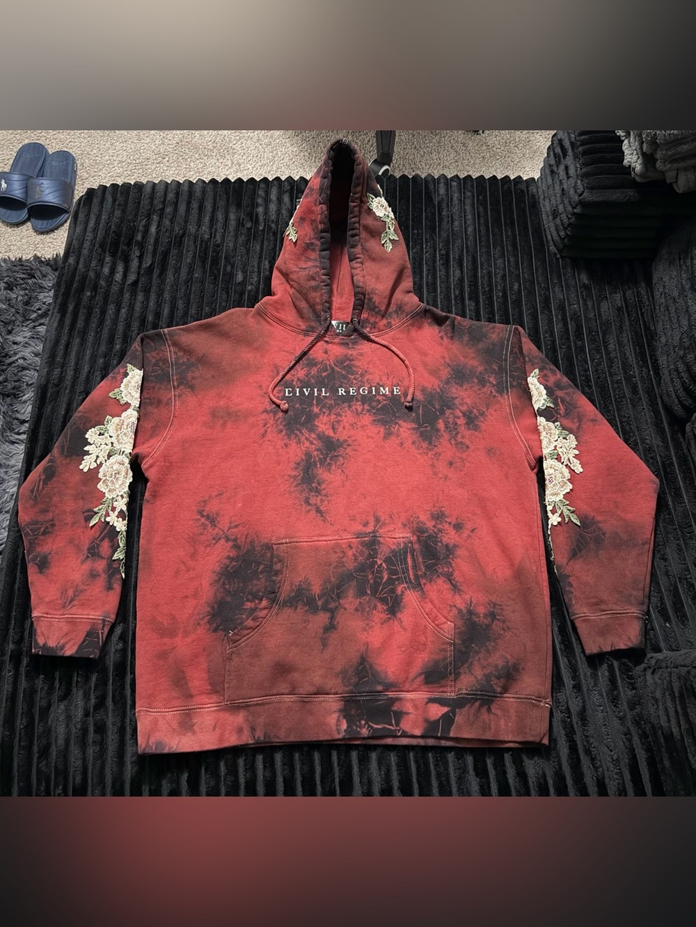 Civil Regime Men's Red Black Tie-Dye Hoodie